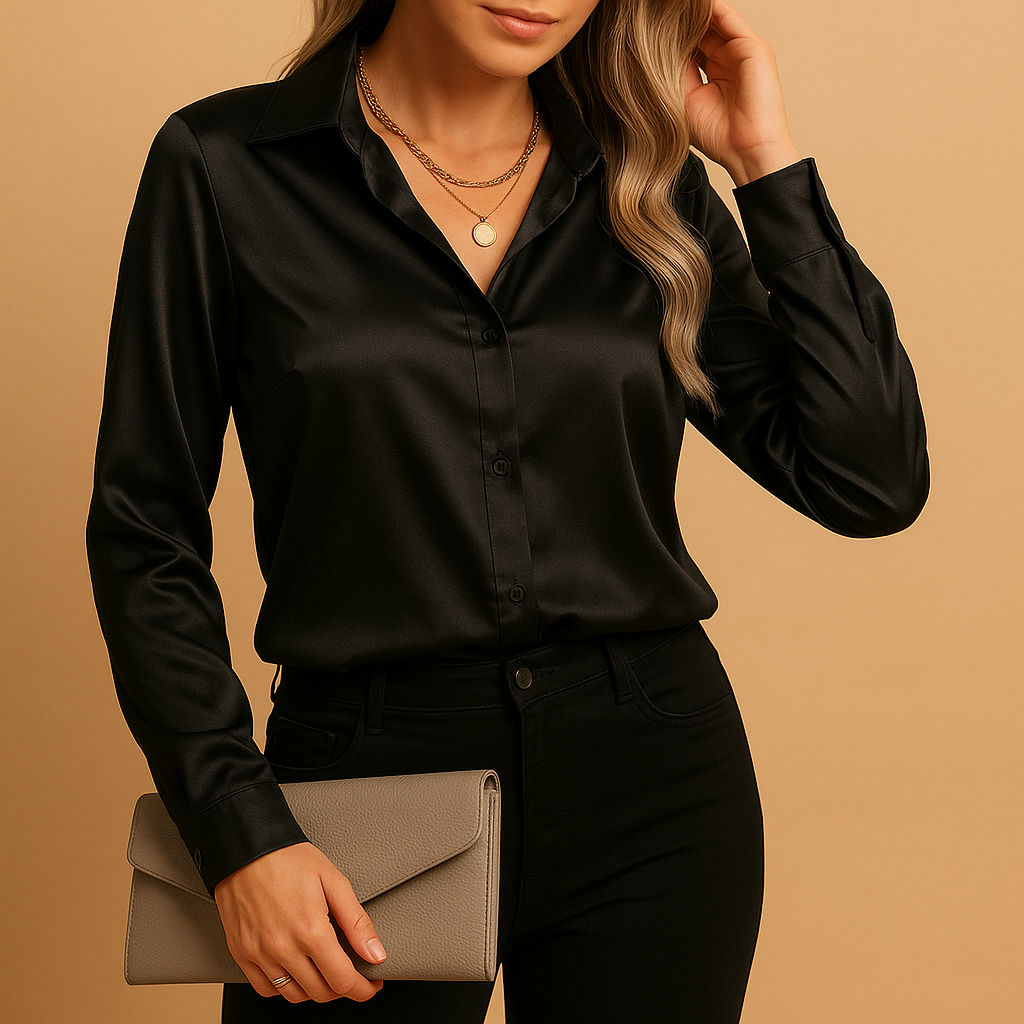 Timeless elegant blouse for women with classic collar and lightweight fabric, ideal for workdays or casual outings year-round.