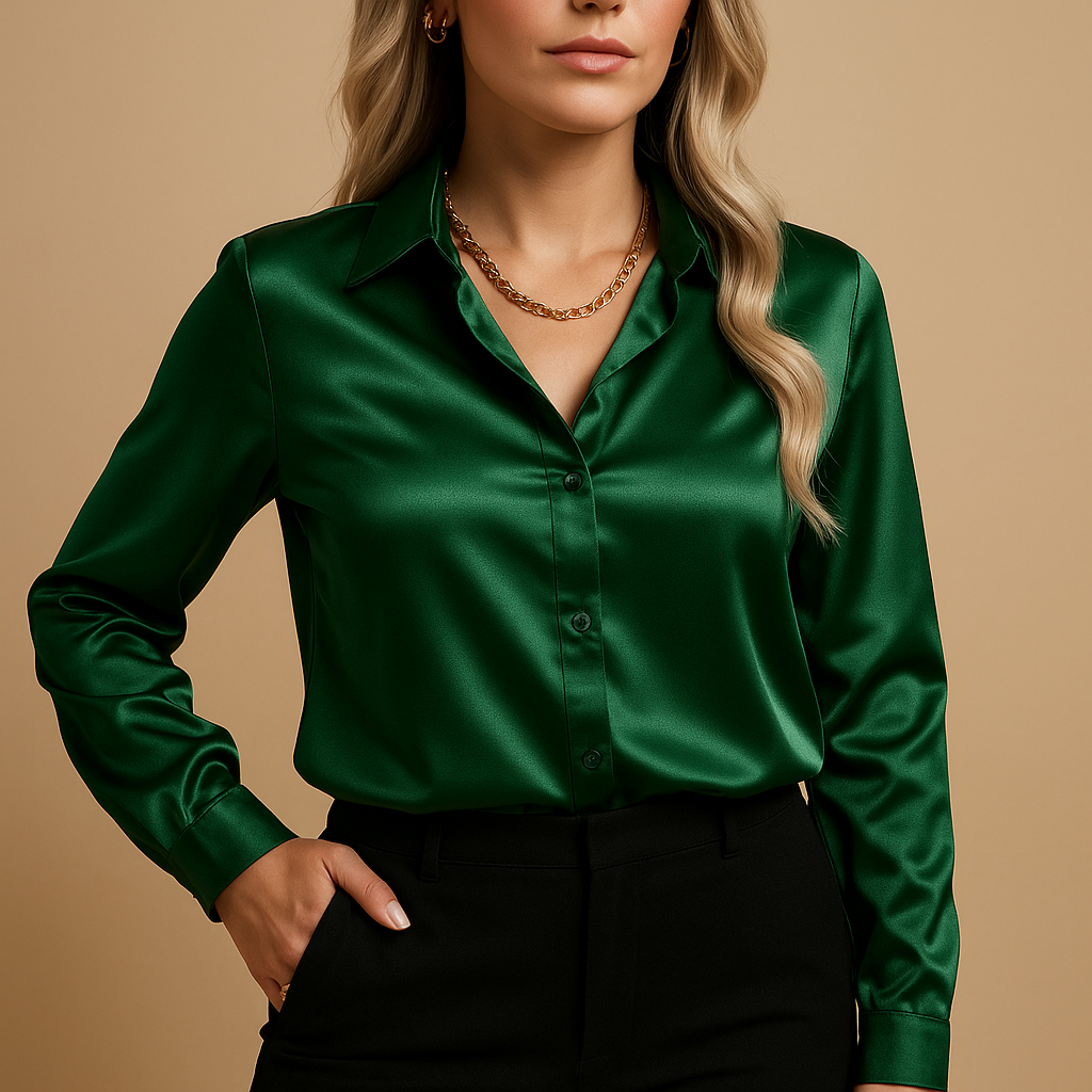 Timeless elegant blouse for women with classic collar and lightweight fabric, ideal for workdays or casual outings year-round.