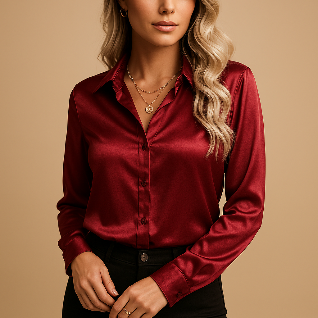 Timeless elegant blouse for women with classic collar and lightweight fabric, ideal for workdays or casual outings year-round.