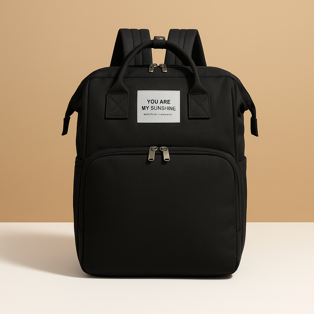 Travel diaper backpack for women featuring a portable crib, changing station, insulated baby bottle compartment, and dedicated storage pockets for easy organization.