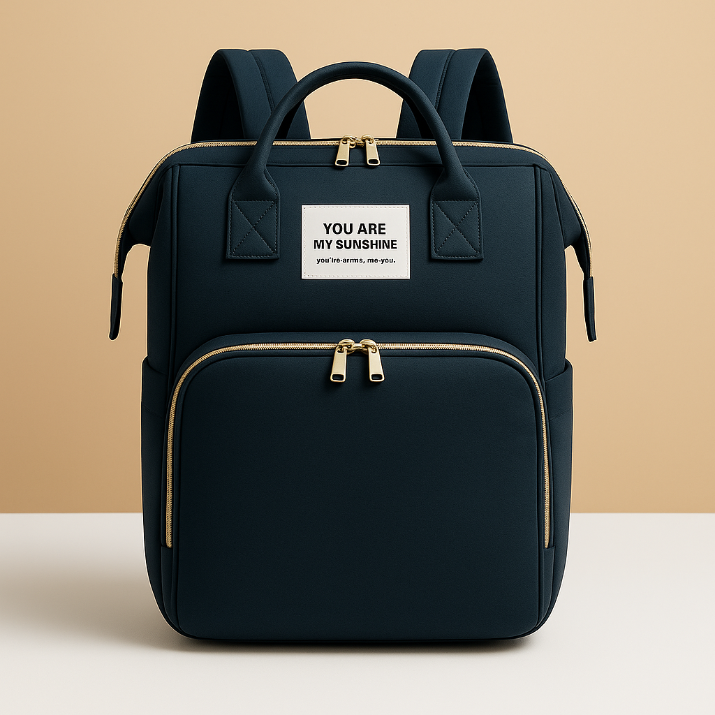 Travel diaper backpack for women featuring a portable crib, changing station, insulated baby bottle compartment, and dedicated storage pockets for easy organization.