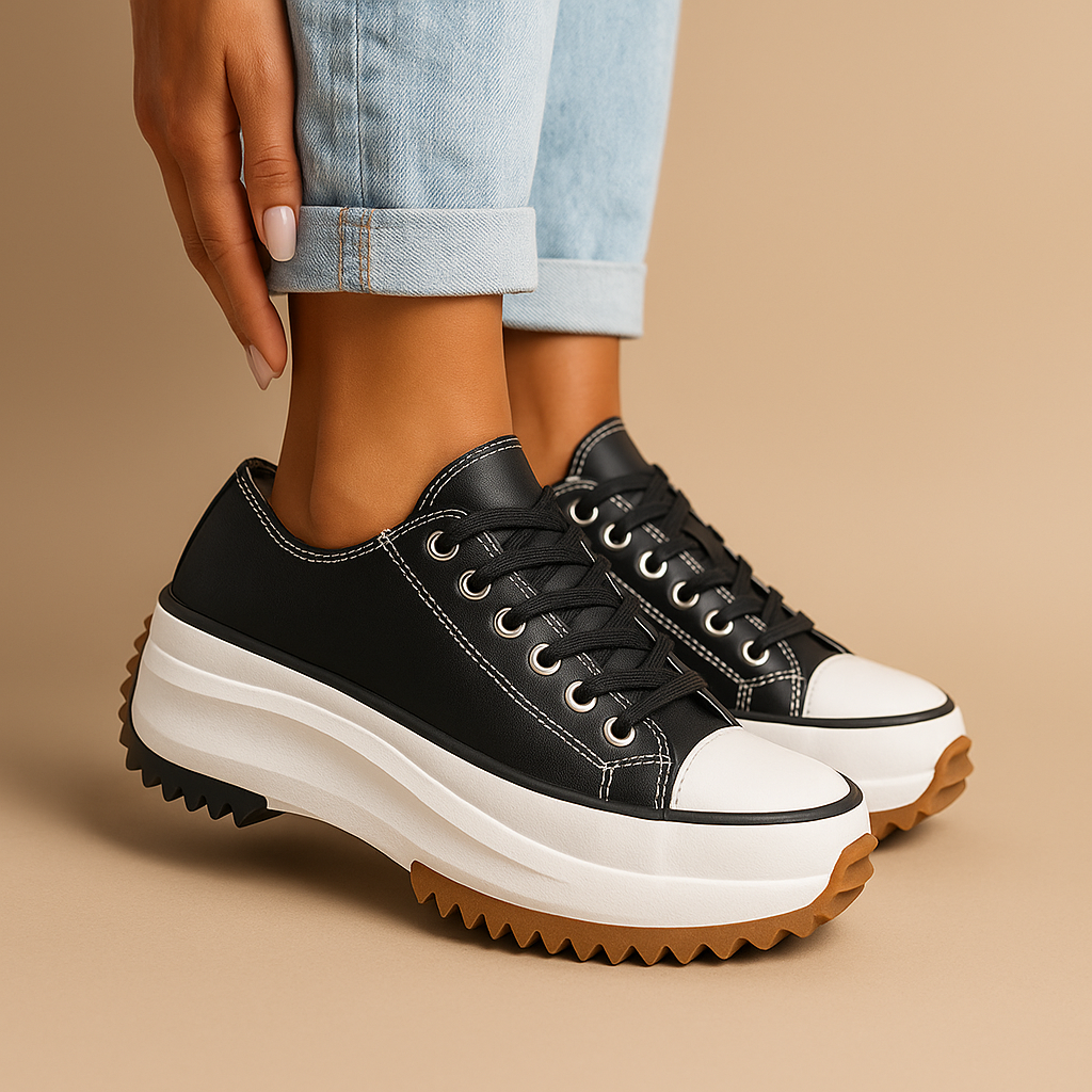 Stylish platform sneakers with chunky sole and lace-up design, lightweight and comfortable for daily casual wear.