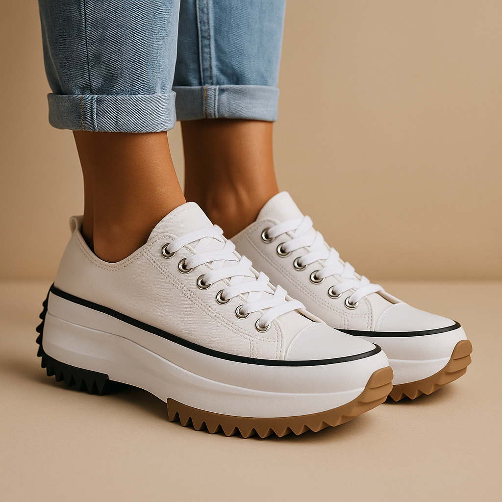 Stylish platform sneakers with chunky sole and lace-up design, lightweight and comfortable for daily casual wear.