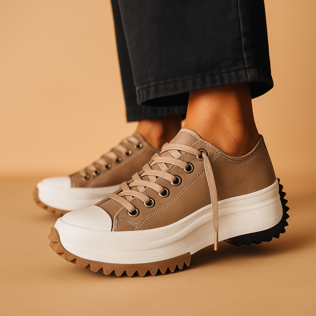 Stylish platform sneakers with chunky sole and lace-up design, lightweight and comfortable for daily casual wear.