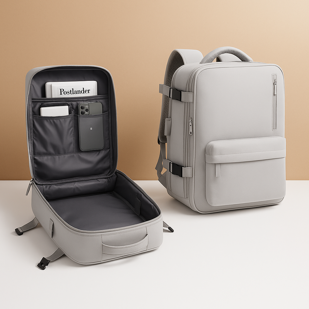 TSA-approved travel backpack for women with anti-theft pockets, wet compartment, and padded straps for comfortable and organised travel.