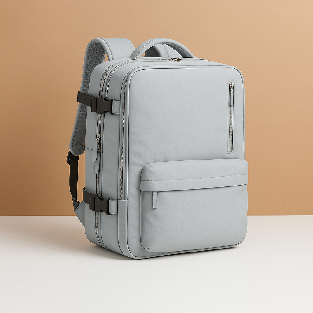 TSA-approved travel backpack for women with anti-theft pockets, wet compartment, and padded straps for comfortable and organised travel.