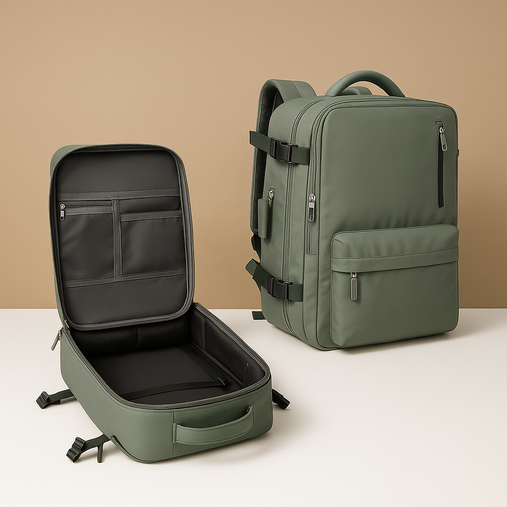 TSA-approved travel backpack for women with anti-theft pockets, wet compartment, and padded straps for comfortable and organised travel.