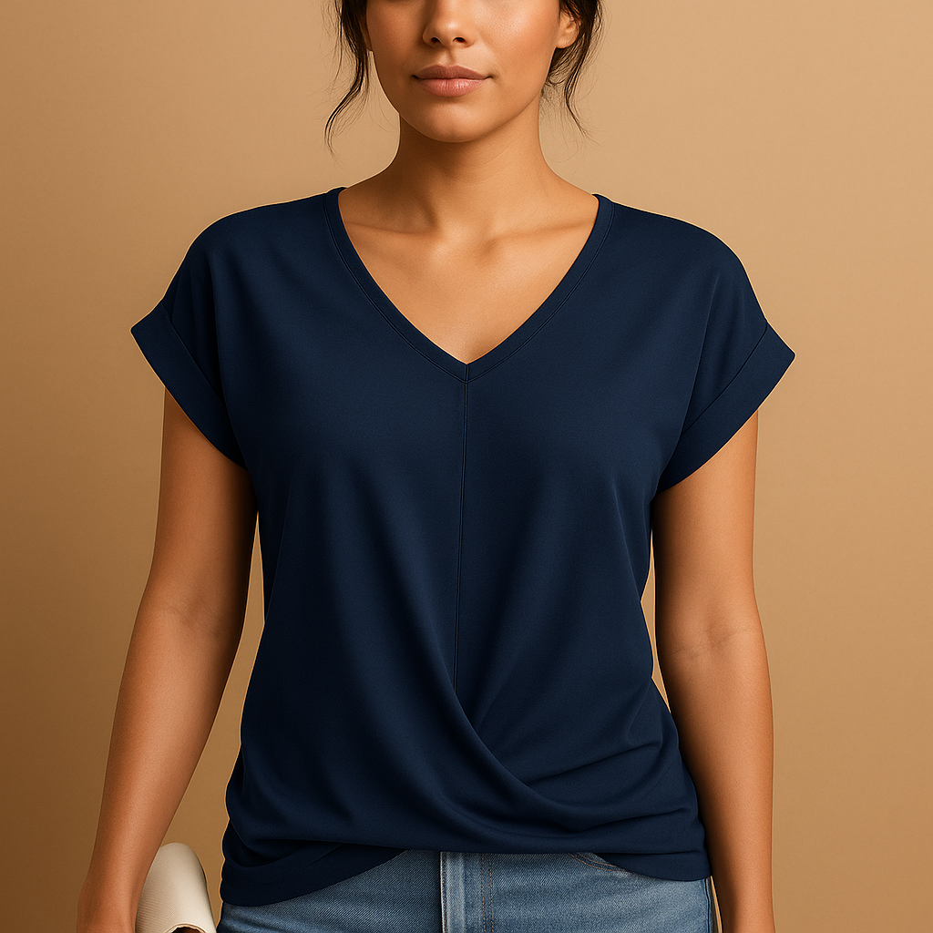 V-neck blouse for women with a flattering tailored fit, classic design, and breathable fabric, perfect for casual and professional wear.