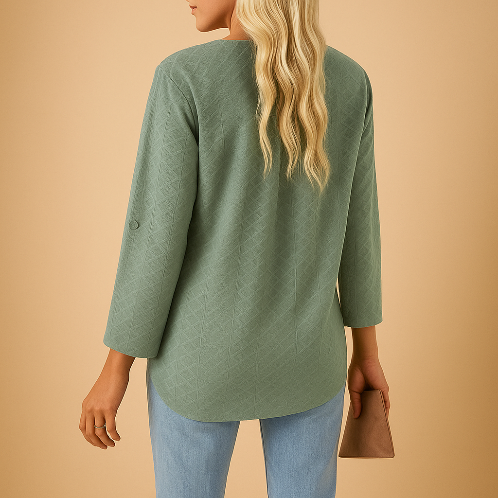 Elegant women’s V-neck blouse in multiple colors with a regular fit, perfect for office and casual wear throughout the year.