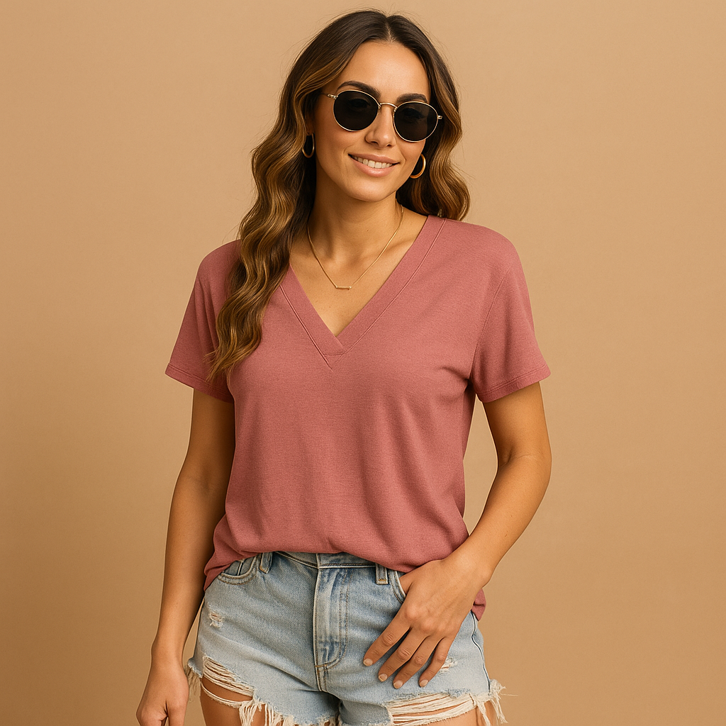 V-neck puff sleeve blouse for women in breathable fabric, available in six colors and perfect for work or casual occasions.