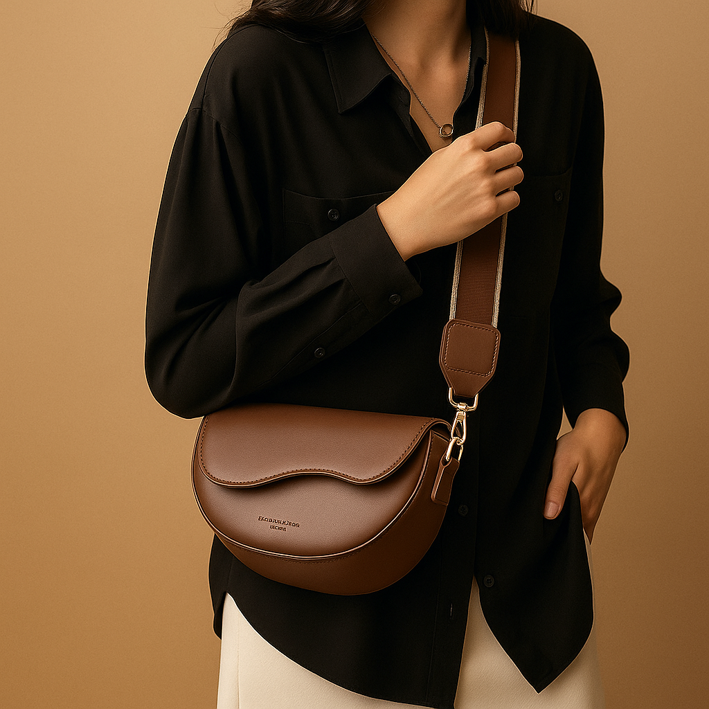 Vintage saddle crossbody bag for women with classic flap closure, adjustable strap, and organised compartments for daily use.