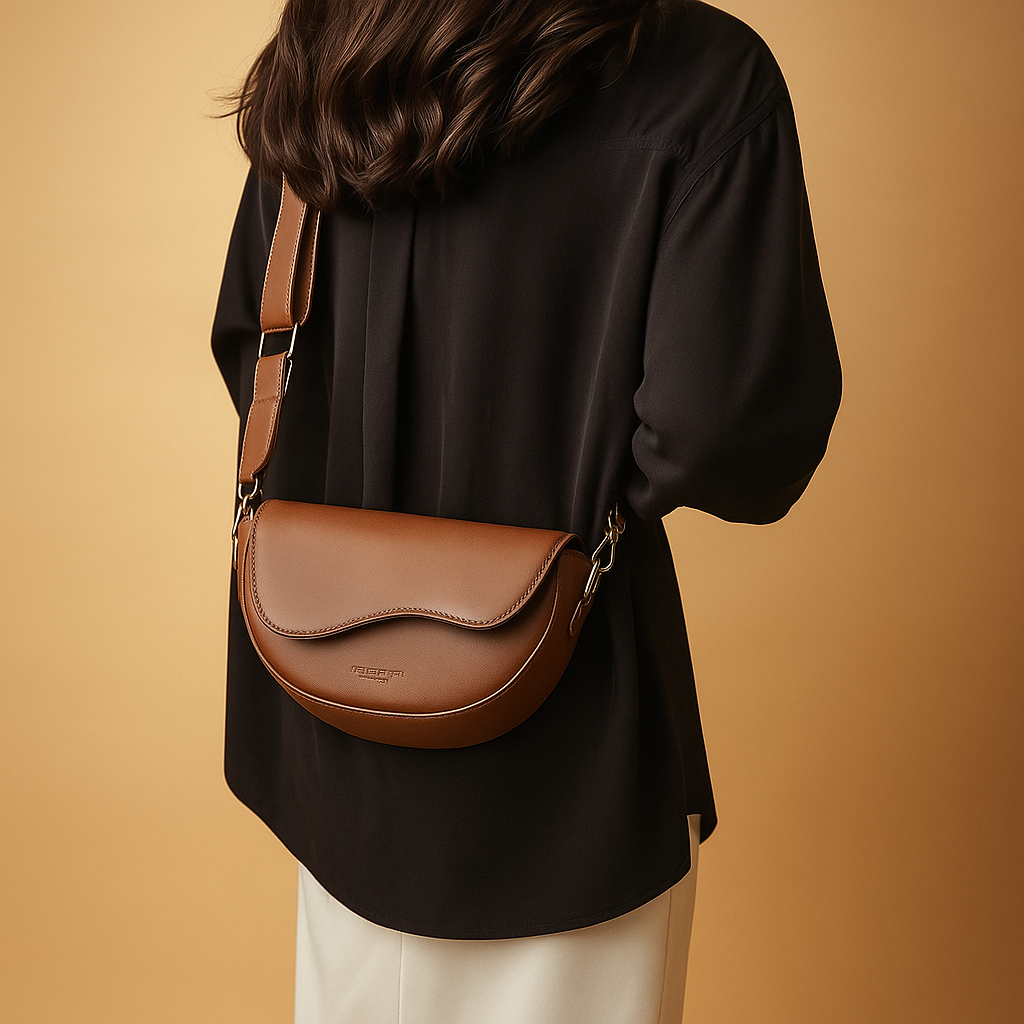 Vintage saddle crossbody bag for women with classic flap closure, adjustable strap, and organised compartments for daily use.