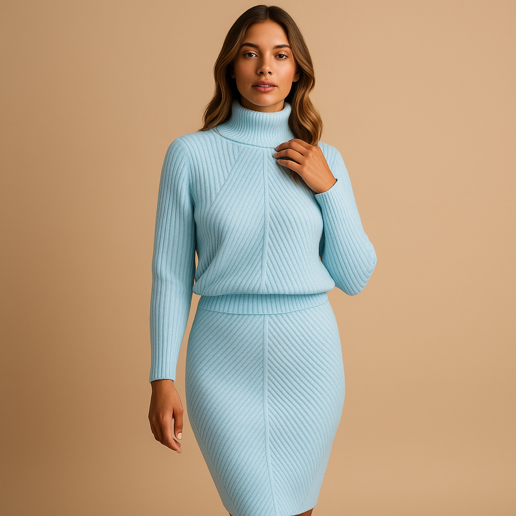 Warm midi winter dress for women in apricot, black, brown, grey, and sky blue – perfect for cozy casual days and elegant winter occasions.