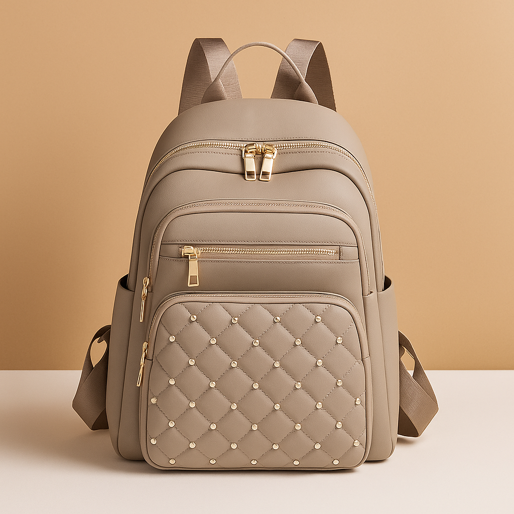 Water-resistant women’s backpack with anti-theft back pocket, adjustable straps, and spacious compartments, perfect for travel or everyday use.