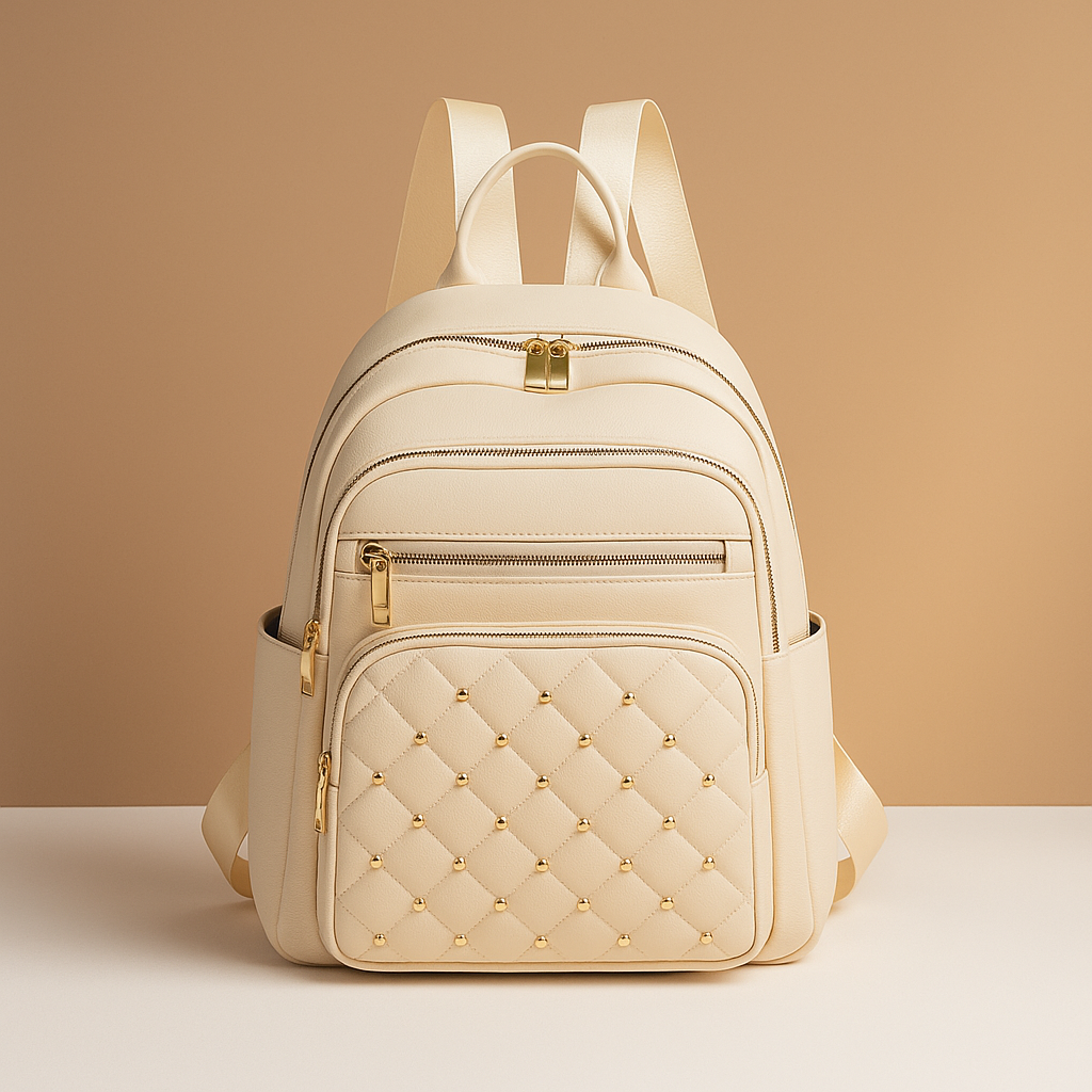 Water-resistant women’s backpack with anti-theft back pocket, adjustable straps, and spacious compartments, perfect for travel or everyday use.