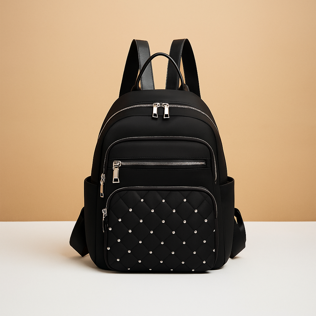 Water-resistant women’s backpack with anti-theft back pocket, adjustable straps, and spacious compartments, perfect for travel or everyday use.