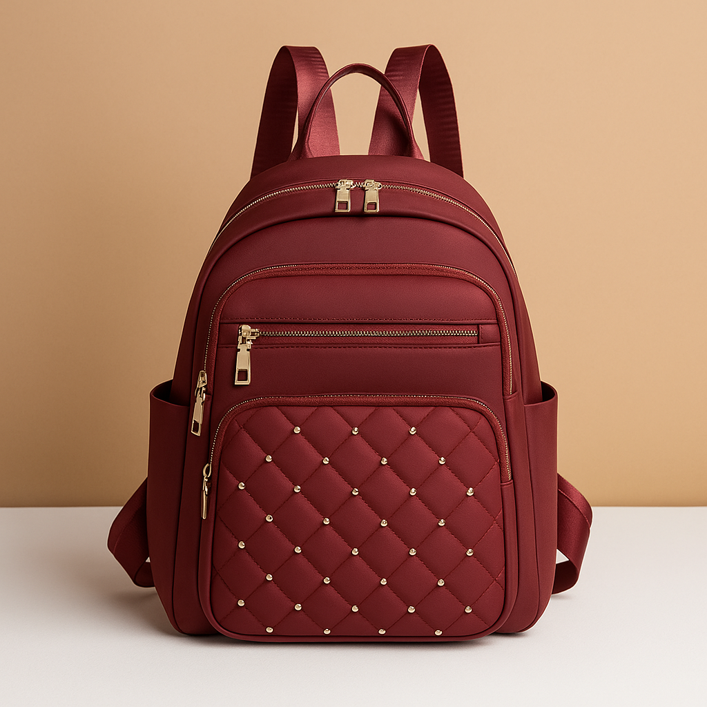 Water-resistant women’s backpack with anti-theft back pocket, adjustable straps, and spacious compartments, perfect for travel or everyday use.