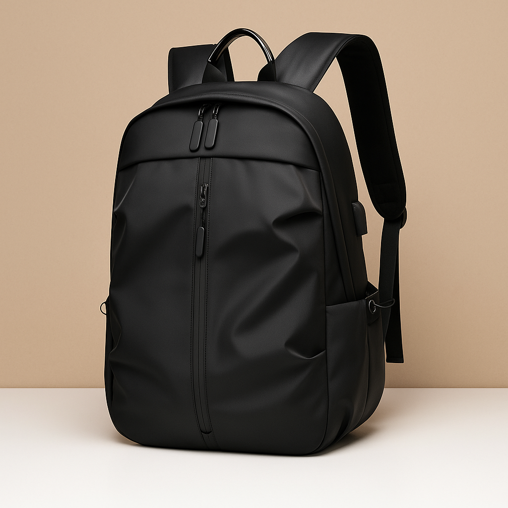 Water-resistant charging backpack for men with USB port, ergonomic padded design, and durable compartments—perfect for commuting and travel.