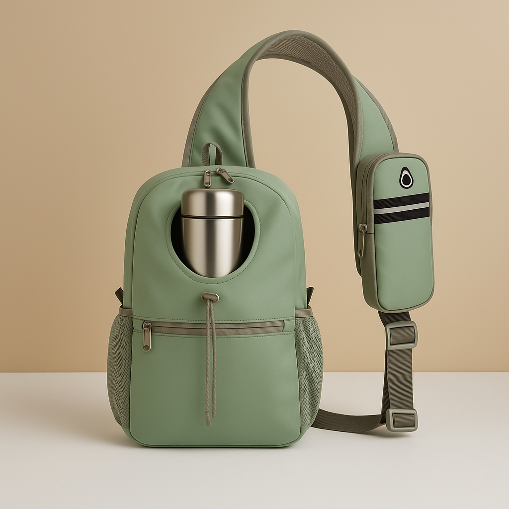 Men’s water-resistant crossbody travel bag with breathable strap, water bottle holder, and stain-proof finish for outdoor and urban adventures.