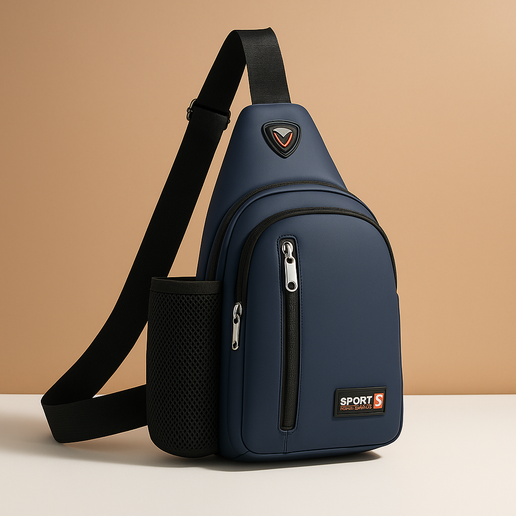 Men's waterbottle carrier chest bag with secure compartments, ergonomic strap, and water-resistant material for daily and outdoor use.