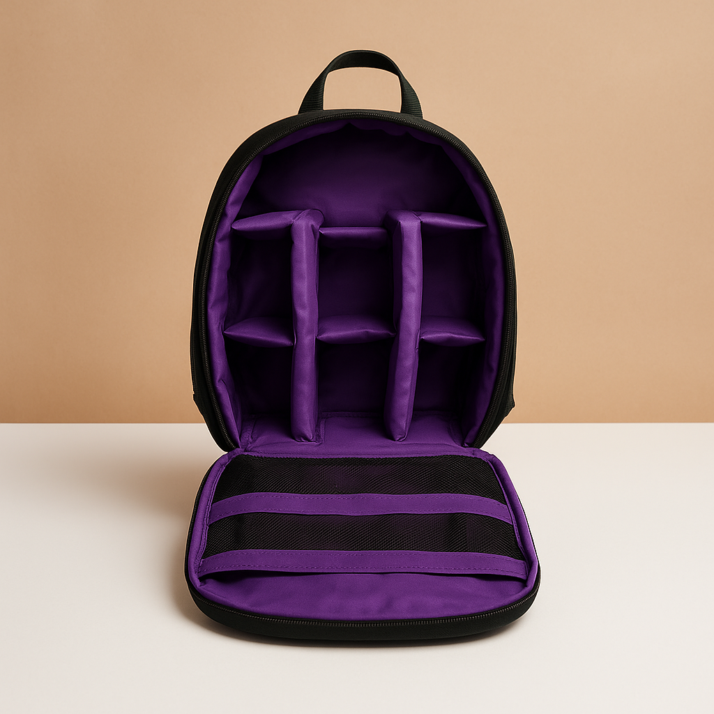 Waterproof camera backpack for men with adjustable padded dividers, tripod support, and breathable straps for secure, comfortable photography on the go.