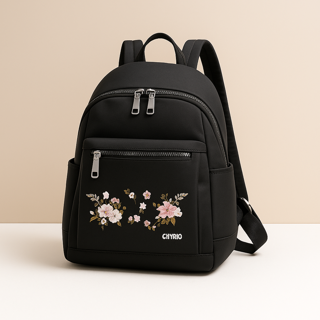 Floral waterproof backpack for women with laptop sleeve and RFID protection, perfect for travel or daily commuting.
