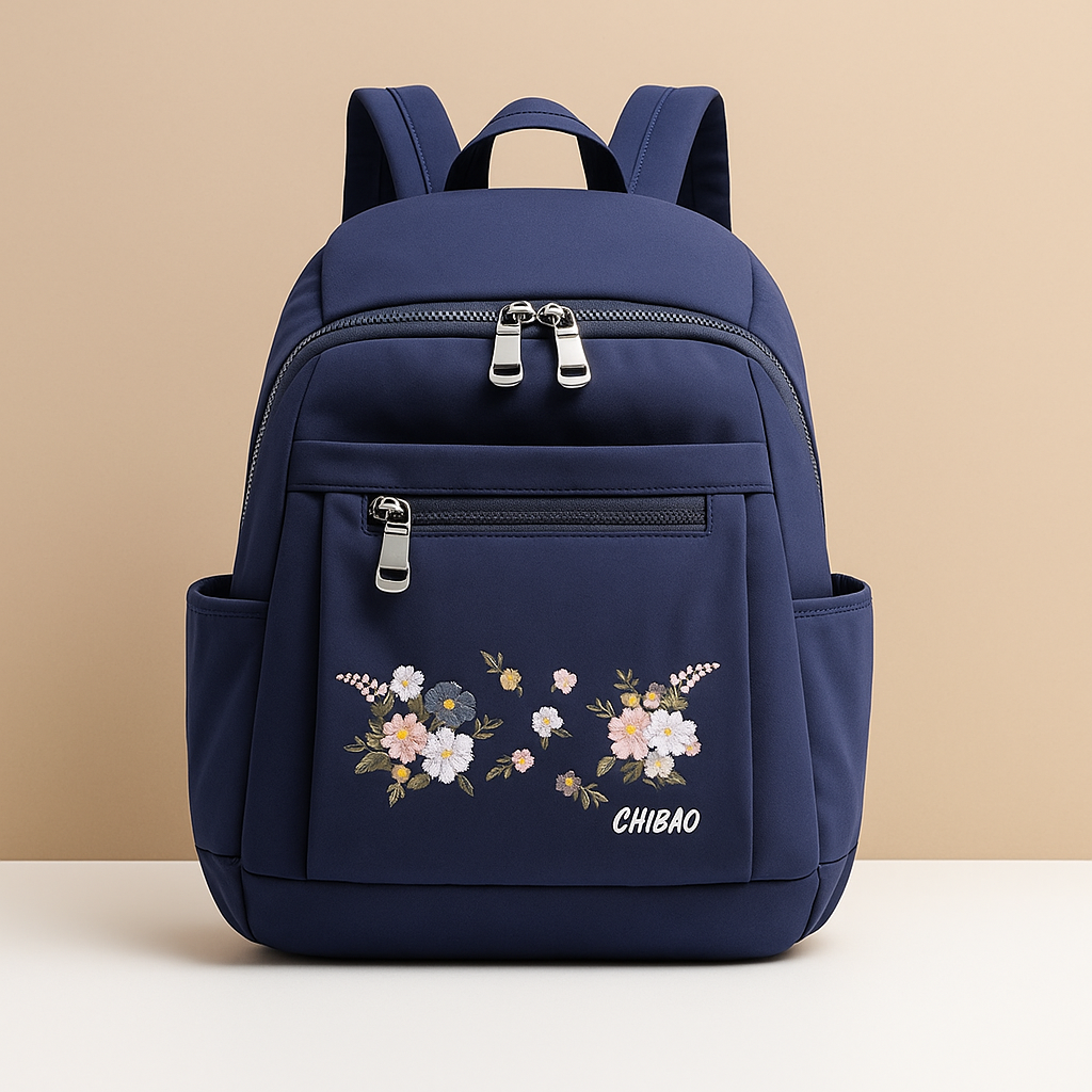 Floral waterproof backpack for women with laptop sleeve and RFID protection, perfect for travel or daily commuting.