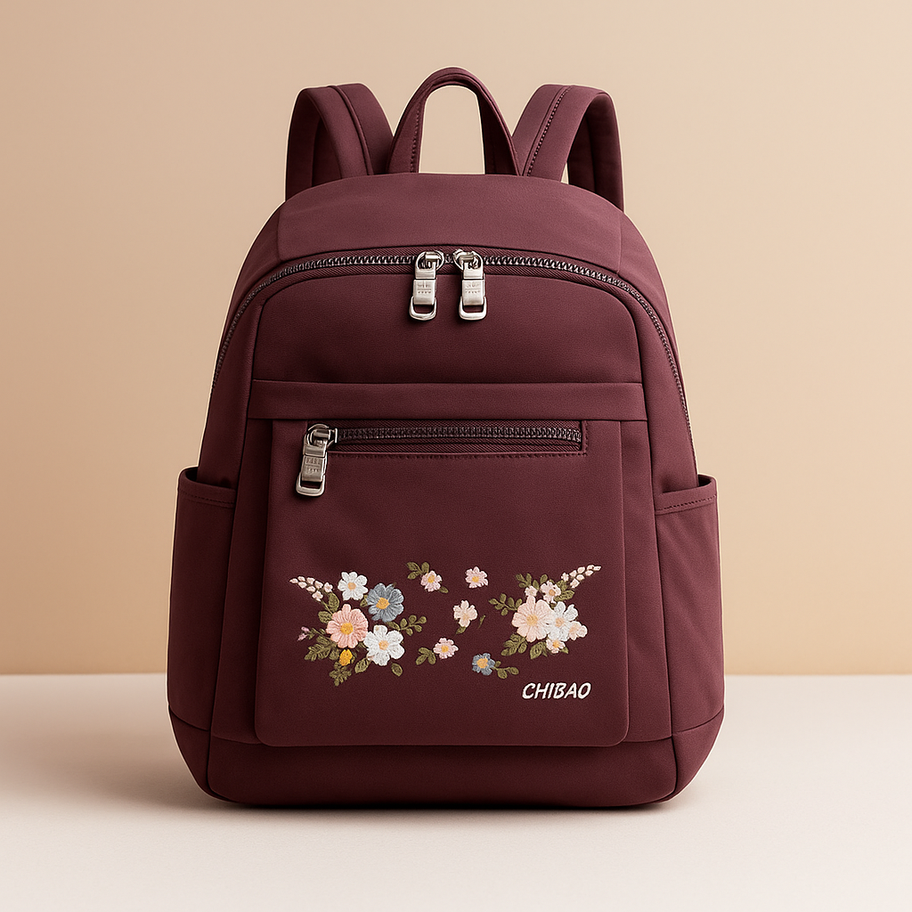 Floral waterproof backpack for women with laptop sleeve and RFID protection, perfect for travel or daily commuting.