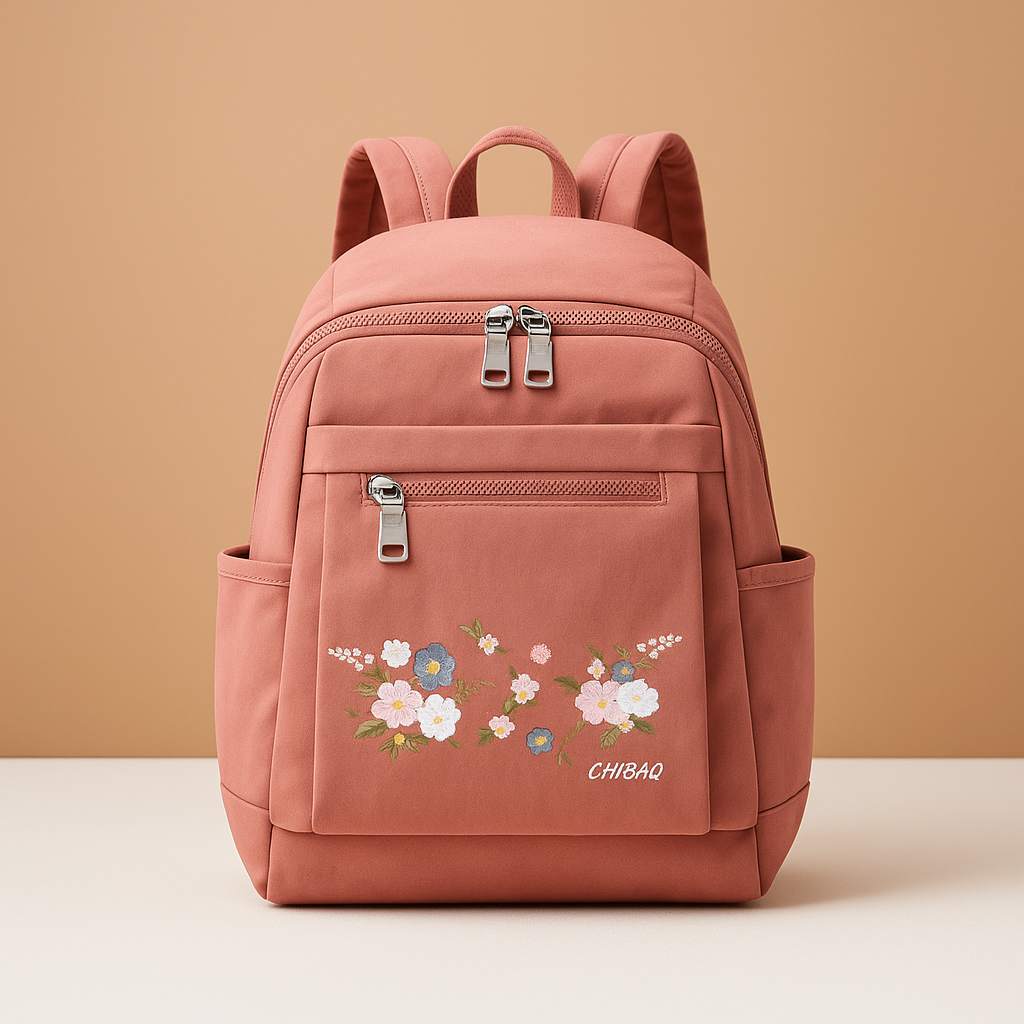 Floral waterproof backpack for women with laptop sleeve and RFID protection, perfect for travel or daily commuting.