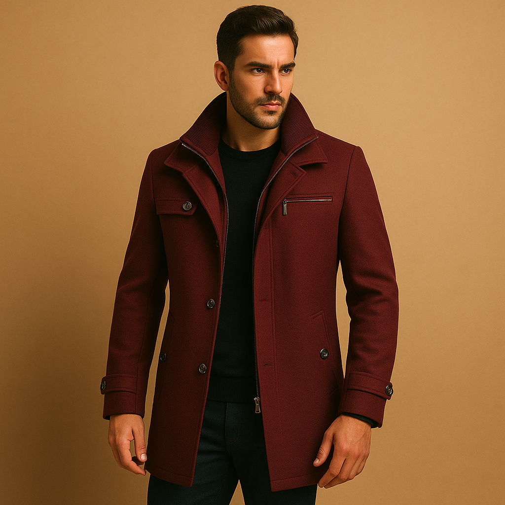 Men’s waterproof winter jacket with breathable material, adjustable cuffs, zip closure, and pockets, ideal for cold and rainy weather