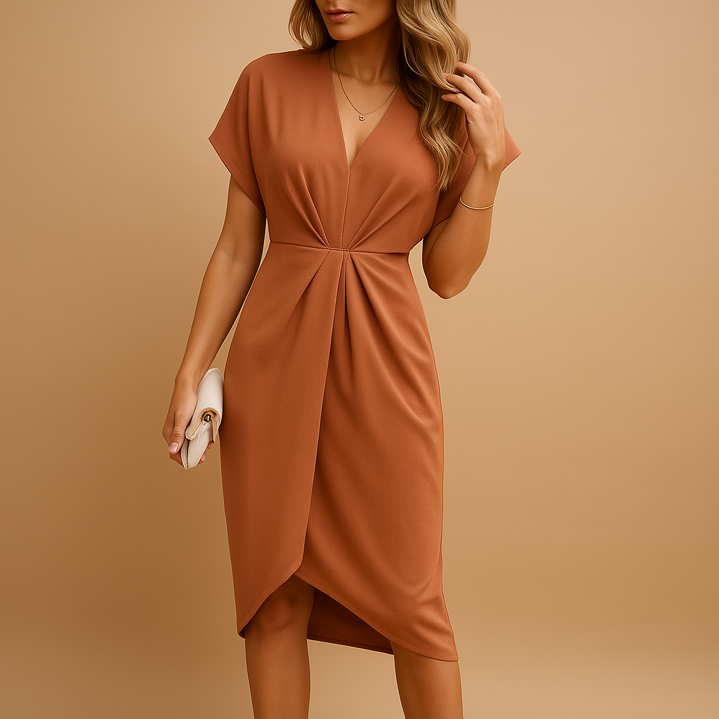 Wrap midi dress for women with flattering fit and timeless design, ideal for work, social events, or stylish day-to-evening looks.