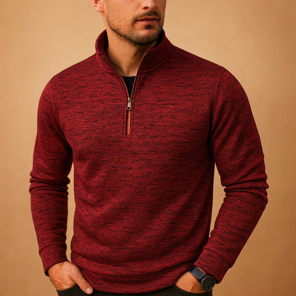 Zipped sweater for men in soft fabric with modern design, perfect for casual, semi-formal, and seasonal wear.