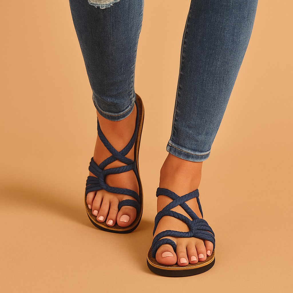 Women’s summer sandals in multicolour design with soft footbed and adjustable straps, perfect for beach, pool, and holiday wear.