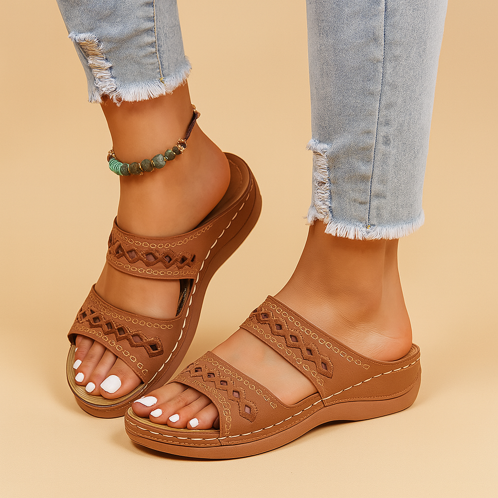 Women’s comfortable walking sandals with reinforced footbed, adjustable straps, and non-slip shock-absorbing sole. Perfect for walking, travel, or daily wear.