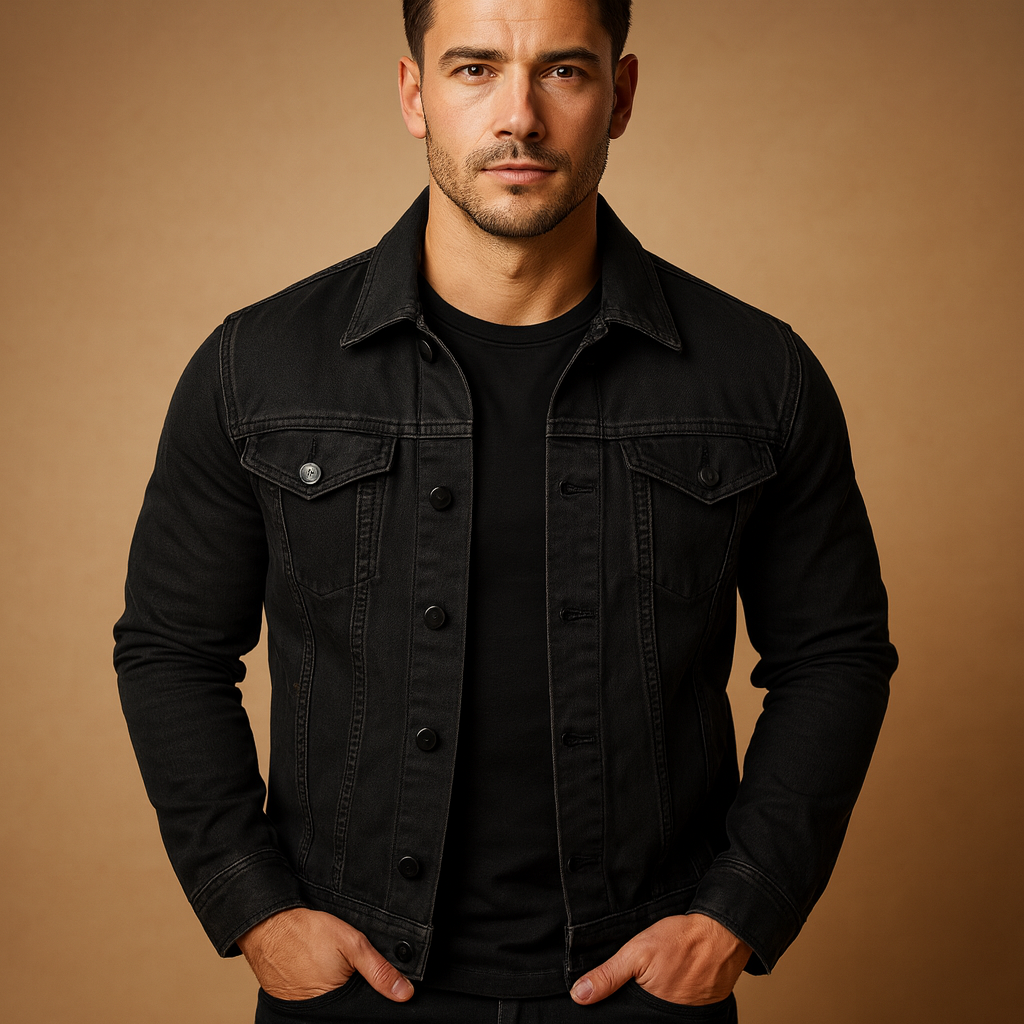 Men’s denim jacket with regular fit, button closure, chest and side pockets. Perfect for casual daily wear or cool summer evenings.
