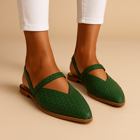 Women’s elegant slip-on sandals with ergonomic design, cushioned sole, and open refined lines in black, burgundy, beige, navy blue, and light pink.