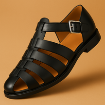 Women’s elegant summer sandals with adjustable strap and open structure, available in black, brown, and camel for casual or holiday wear.