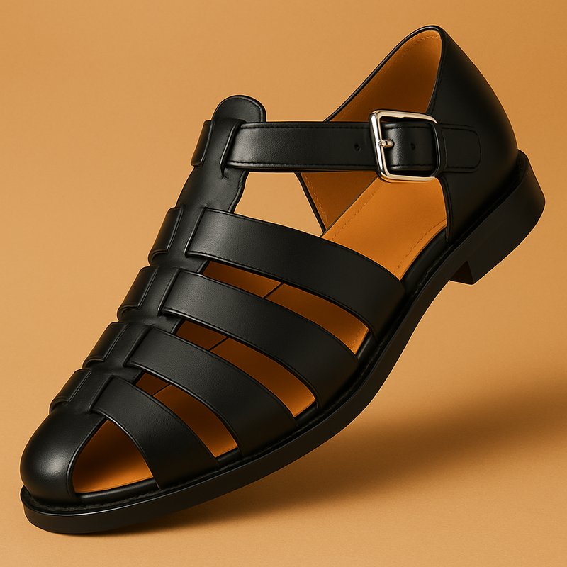 Women’s elegant summer sandals with adjustable strap and open structure, available in black, brown, and camel for casual or holiday wear.
