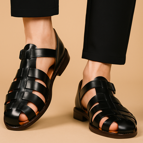Women’s elegant summer sandals with adjustable strap and open structure, available in black, brown, and camel for casual or holiday wear.