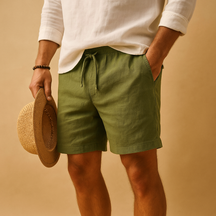 Men’s lightweight summer shorts with adjustable drawstring waistband and side pockets, ideal for beach, leisure, and casual summer days.