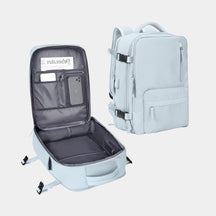 Women’s travel backpack with anti-theft pockets, laptop sleeve, wet compartment, and 180° flip opening for organised travel
