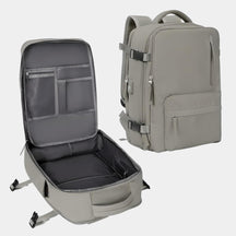 Women’s travel backpack with anti-theft pockets, laptop sleeve, wet compartment, and 180° flip opening for organised travel