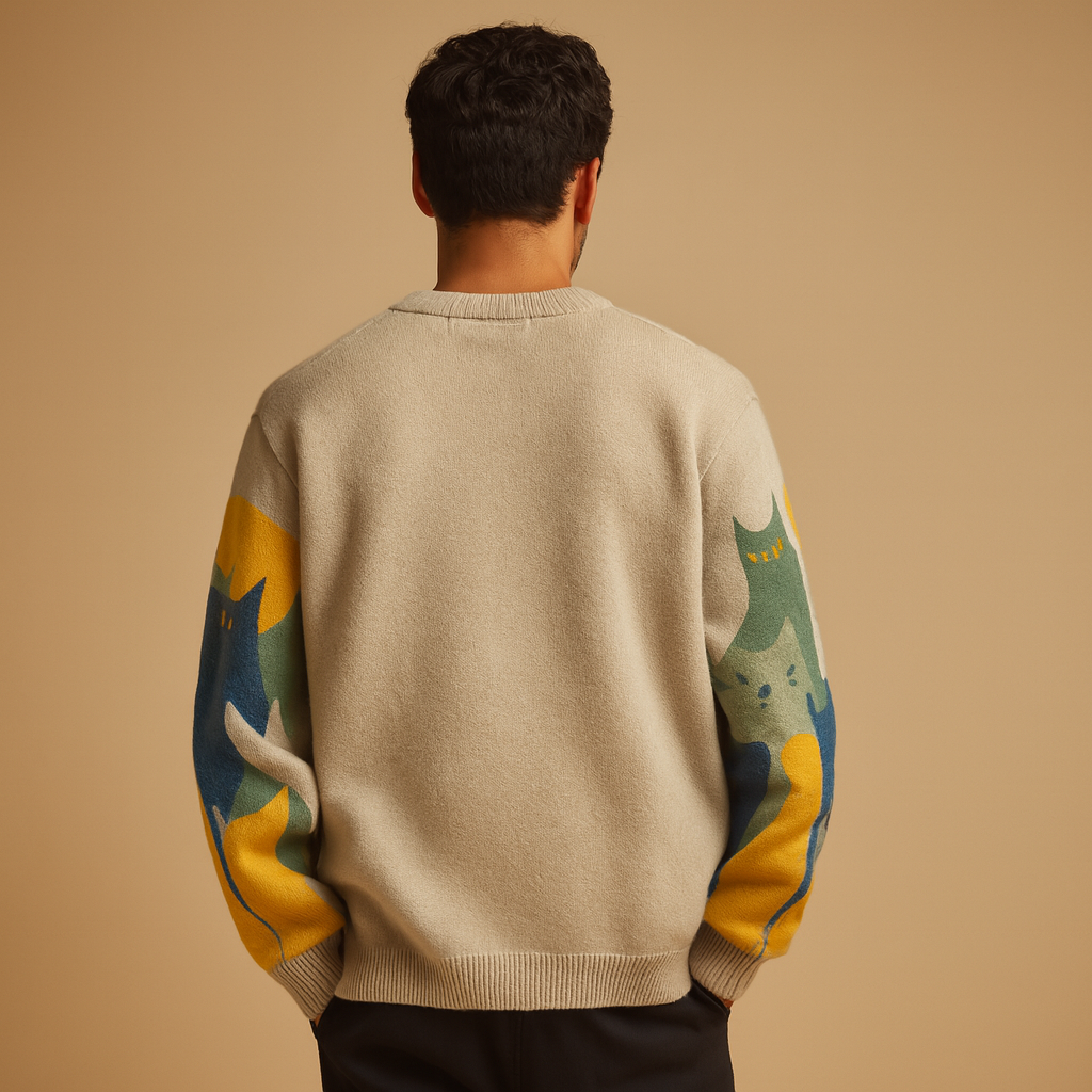 Men’s oversized sweater with loose fit, soft warm fabric, and modern timeless design. Perfect for casual wear in autumn and winter.