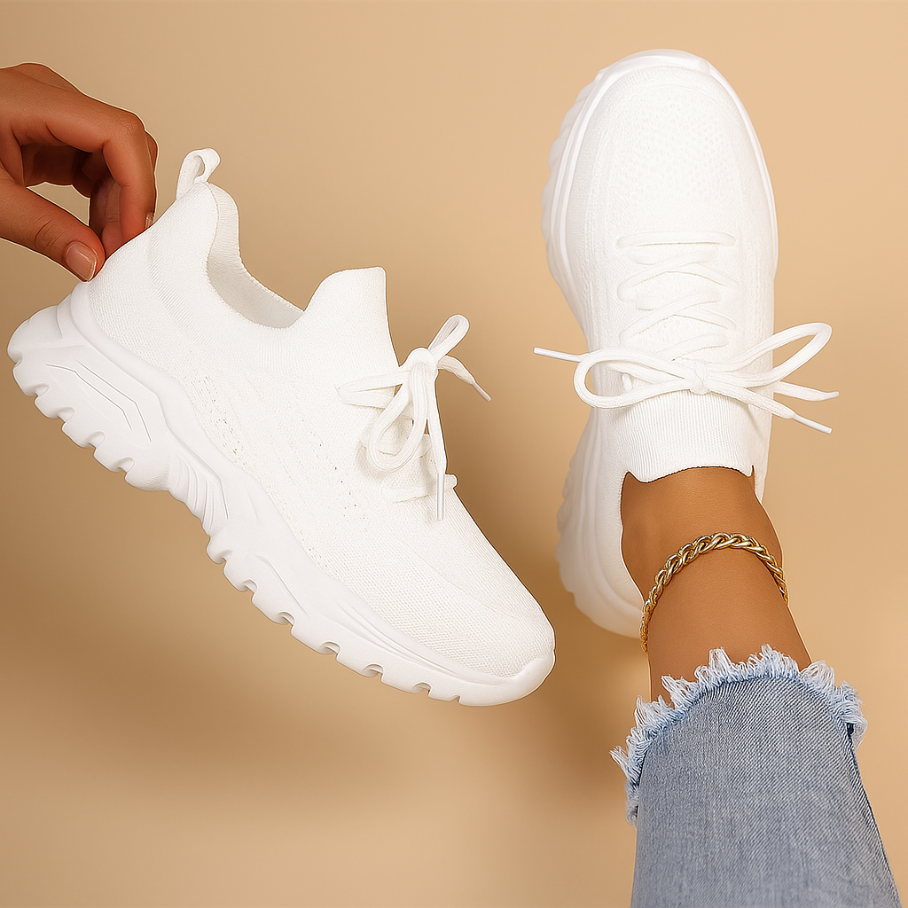 Women’s slip-on shoes with cushioned insole, arch support, and non-slip sole, perfect for work, shopping, or casual outings.