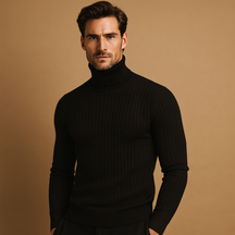 Men’s turtleneck sweater with soft knitted fabric, roll neck for extra warmth, and timeless design for casual or elegant winter outfits.