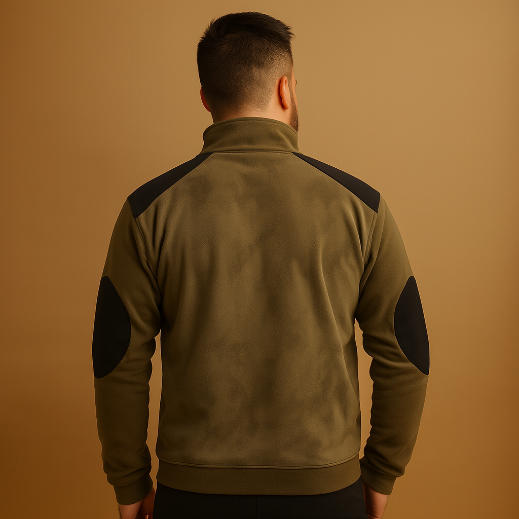 Men’s vintage half zip sweater with adjustable collar, contrasting shoulders, and durable soft fabric for versatile autumn and winter wear.