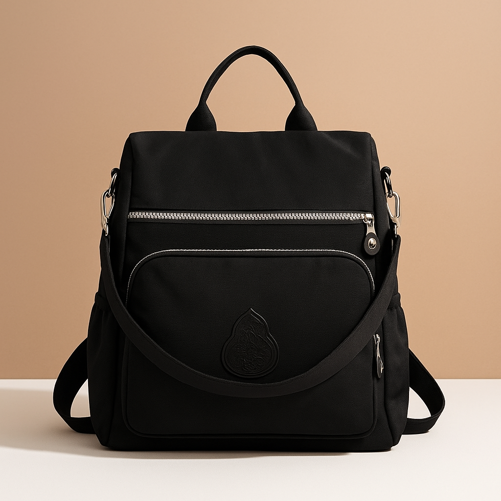 Anti-theft crossbody backpack for women with convertible straps, waterproof nylon material, and hidden compartments for stylish and secure travel.