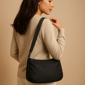 Waterproof anti-theft crossbody travel bag for women with wide strap, secure zip, and functional compartments for commuting or travel.