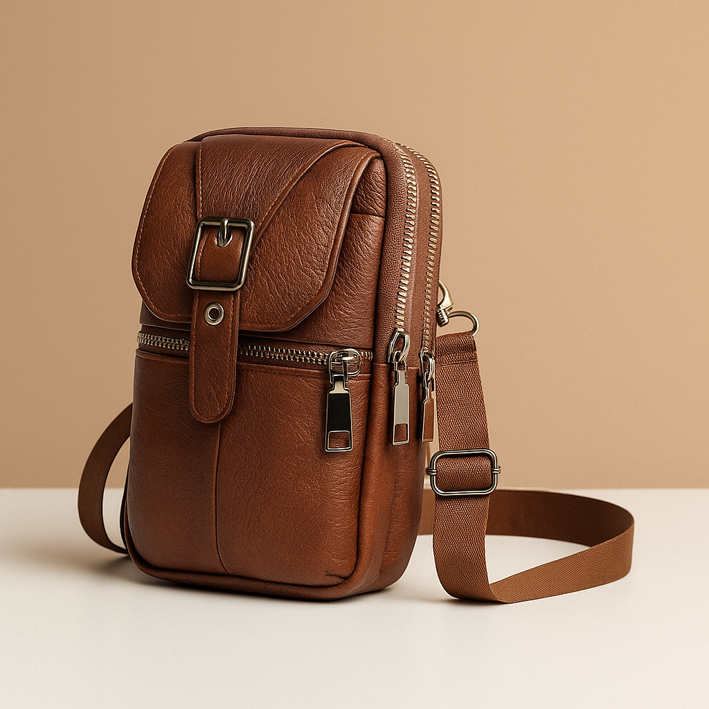 Anti-theft leather crossbody bag for women with secure zip closure, adjustable strap, and sleek compartments—perfect for travel and everyday use.