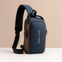 Anti-theft USB crossbody bag for men with hidden card pocket, water-repellent fabric, and 9.7-inch tablet space—perfect for travel and commuting.